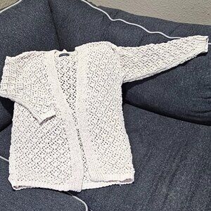 Cream Colored 3/4 Sleeve Open Cardigan - M